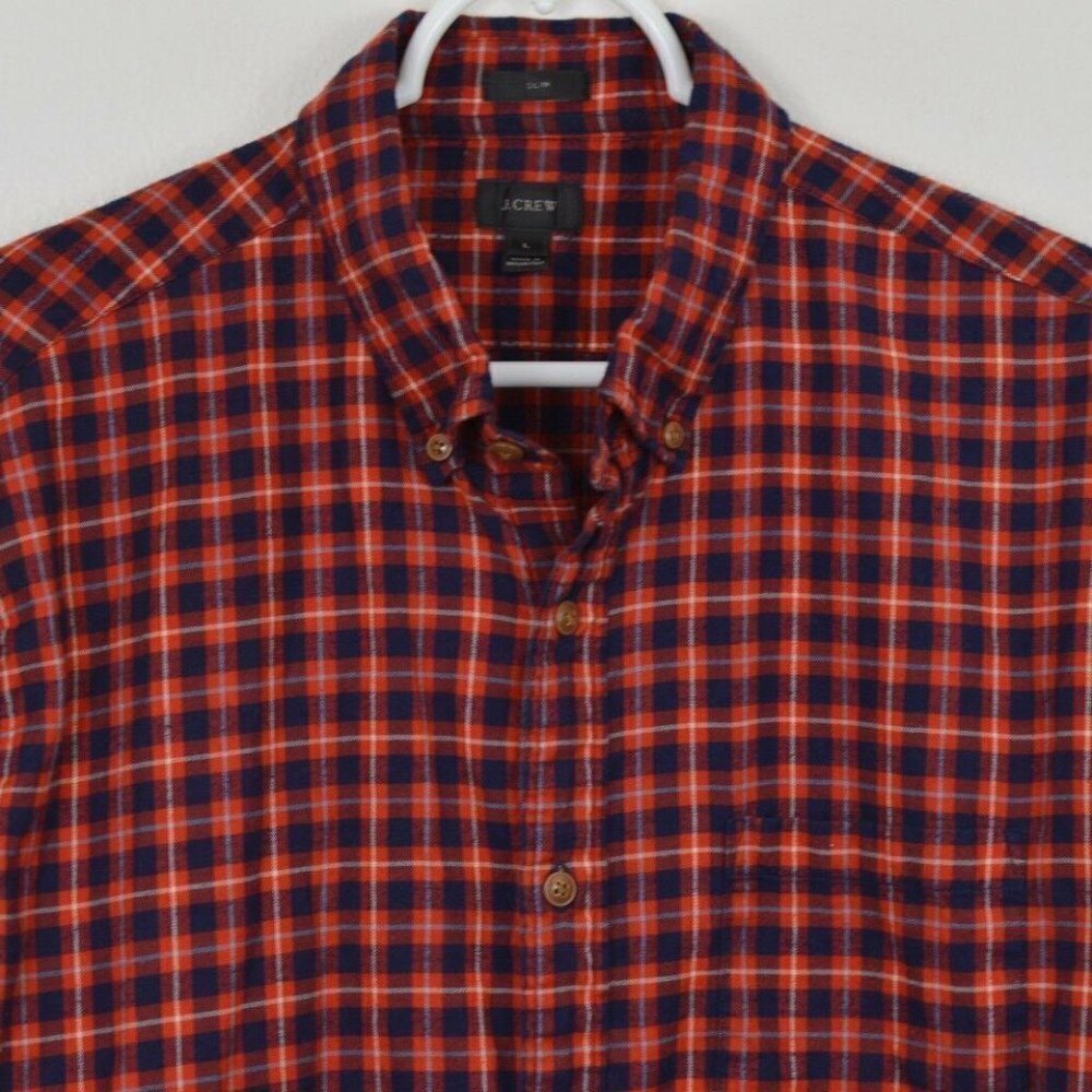 J CREW Large Slim Plaid Cotton Long Sleeve Button